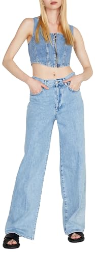 Sisley Womens Trousers 48I3LE027 Pants, Light Blue Denim 901, 27 von SISLEY