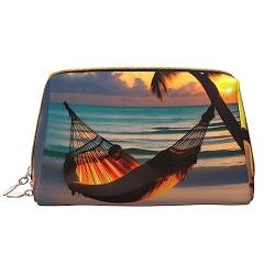 SIULAS Kosmetiktasche für Reisen, Motiv: Flamingos, Kultur- und Kosmetiktasche, mit Reißverschluss, niedlicher Make-up-Pinsel-Aufbewahrungsbeutel (groß), Sunset Beach Hängematte, Einheitsgröße von SIULAS