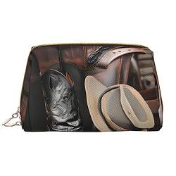 SIULAS Kosmetiktasche für Reisen, Motiv: Maus in Liebe, Kultur- und Kosmetiktasche, mit Reißverschluss, niedlicher Make-up-Pinsel-Aufbewahrungsbeutel (groß), Cowboy Black Hat Western Boots, One Size von SIULAS