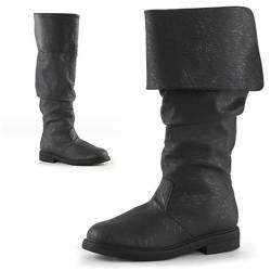 SIULAS Lange Western Knie Stiefel Mittelalterliche PU Leder Ritter Stiefel Renaissance Mittelalter Cosplay Stiefel,Schwarz,44 von SIULAS