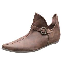 SIULAS Retro Frauen Männer Ritter Kurze Stiefeletten Mittelalterliche Schuhe für Männer und Frauen,Braun,42 von SIULAS