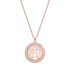 SIUMAL Halskette Damen-Rose Gold Silber Edelstahl Cubic Zirkonia Kreis Kette Damen von SIUMAL