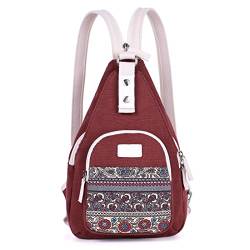 SIVENKE Mini Damen Brusttasche Klein Sling Bag Brust Schulter Rucksack Canvas Casual Daypack von SIVENKE