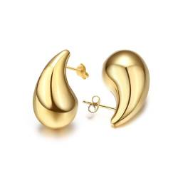 SIXDUTON 18K Ohrringe Dupes, Chunky Earrings für Damen, Tropfen Vergoldete Earrings for Women, Hypoallergen Modeschmuck Chunky Hoop Earring Geschenke für Frauen (Kleines-Gold) von SIXDUTON