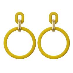 SIXDUTON Acryl Creolen Statement Ohrringe, modische Creolen-Statement-Ohrringe für Frauen und Mädchen (Gelb) von SIXDUTON