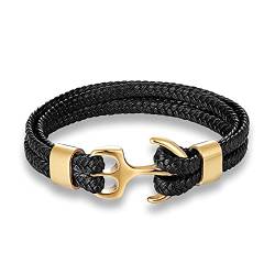 SIXDUTON Anker Robust Rindsleder Armband, Schwarzes Lederarmband für Männer，Ein personalisiertes Geschenk für einen Mann/Frau/Liebhaber von SIXDUTON