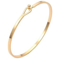 SIXDUTON Armreif Armband Gold Damen Edelstahl Einfache Stil Liebe Freundschaft Armband Glatt Poliert Oval Armspangen-Armband Schmuck Geschenke für Frauen (Gold) von SIXDUTON