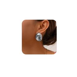 SIXDUTON Chunky Earrings für Damen, Dick Creolen Gold Hypoallergene Ohrringe Modeschmuck für Frauen und Mädchen (Silber) von SIXDUTON