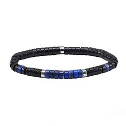 SIXTY STONES - 60 - Sixtystones - Heishi Lapis Lazuli Und Schwarzer Achat Steinen Armband - Größe: Medium-18cm von SIXTY STONES - 60 -