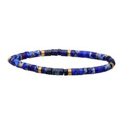 SIXTY STONES - 60 - Sixtystones - Heishi Perlen Armband 4 Mm Aus Lapis Und Imperialem Jaspis - Größe: Small-16cm von SIXTY STONES - 60 -