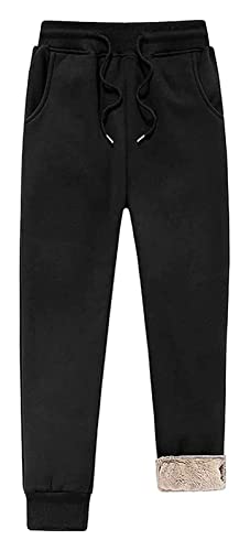 Herren Joggerhose Dicke Fleece Thermohose Outdoor Winter Warme Freizeithose Man Thermals Fleecehose (Color : Noir, Size : XL) von SIYAN