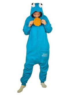 SIYUE Cookie Monster Onesie Jumpsuit Relaxo Kostüm Pyjama Sesamstraße Tier Erwachsene Schlafanzug Weihnachten Karneval Halloween PJ-LanZMJ L von SIYUE