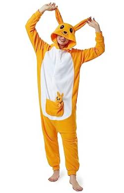 SIYUE Onesie Kostüm Känguru Pyjama Relaxo Erwachsene Tier Relax Kostuem Damen Fasching Halloween Schlafanzug Cosplay Jumpsuit Karneval Daishu-L von SIYUE