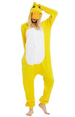 SIYUE Relaxo Onesie Kostüm Gelb Ente Pyjama Erwachsene Relax Kostuem Damen Fasching Halloween Schlafanzug Cosplay Jumpsuit Tier Karneval Duck-L von SIYUE