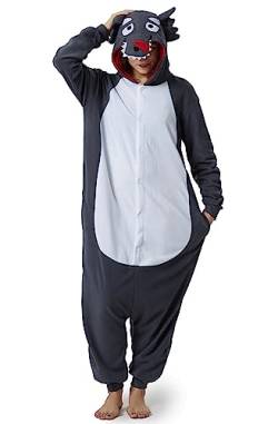 SIYUE Relaxo Onesie Kostüm Wolf Pyjama Erwachsene Relax Kostuem Damen Fasching Halloween Schlafanzug Cosplay Jumpsuit Tier Karneval Honglang-M von SIYUE