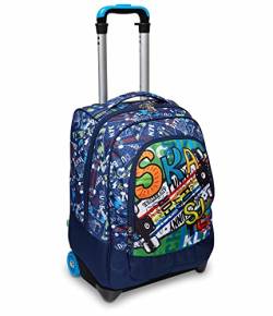 Trolley Scuola Big SJ GANG FANTABULOUS, Blau – 2 Zaini in 1 mit Crossover-System – Uso Zaino con Spallacci a Scomparsa – Zaino Scuola Elementare, Trolley Scuola Elementare Bambino von SJ Gang