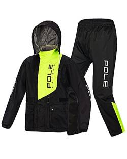 SJASD Regenkombi Herren Motorrad Wasserdicht,2-teiliges Unisex-Set for Männer und Frauen,Erwachsene Split-typ Riot Regen Winddicht Hooded Regenmantel Outdoor-Klettern,Grün,S von SJASD