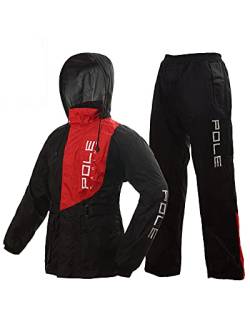 SJASD Regenkombi Herren Motorrad Wasserdicht,2-teiliges Unisex-Set for Männer und Frauen,Erwachsene Split-typ Riot Regen Winddicht Hooded Regenmantel Outdoor-Klettern,Rot,XXL von SJASD