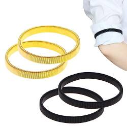 SJBAUTYO 2 Paar Ärmelhalter,Einstellbar Anti Rutsch Armband,zum Fixieren von langen Ärmeln,für Kellner Damen Herren Hemd,Schwarz,Gold von SJBAUTYO