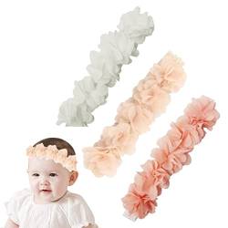 SJBAUTYO 3 Stück Babystirnband,Blumen-Stirnband mit Ripsband,Babyzubehör Haarschmuck geeignet für Geschenke und Partys von SJBAUTYO
