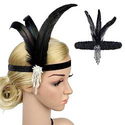 SJBAUTYO Flapper Headpiece Beaded Leaf, 1920er Stirnbänder für Frauen Strass Haarband 1920er Haarschmuck Weihnachten,Tea Party Kopfbedeckung,funkelnde Perlen von SJBAUTYO