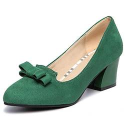 SJJH Damen Blockabsatz Pumps Datierung Schuhe mit Bogen (Grün, 39 EU) von SJJH