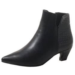 SJJH Damen Chelsea Boots mit spitzer Zehenpartie und Kegelabsatz （Schwarz-1, 39 EU von SJJH