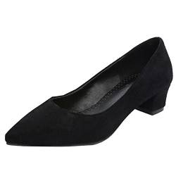 SJJH Damen Elegant Pumps mit Blockabsatz Schuhe für Datierung & Arbeit (Black, 45 EU) von SJJH