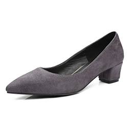 SJJH Damen Elegant Pumps mit Blockabsatz Schuhe für Datierung & Arbeit (Grey, 34 EU) von SJJH