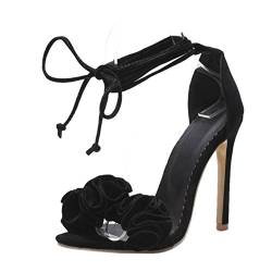 SJJH Süß Damen Sandalen mit Open Toe Sliletto Absatz Schuhe mit Blume von SJJH