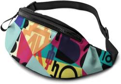 Damen Bauchtaschen Farbe Kunst Brief Graffiti Malerei Hüfttasche für Jungen mit Kopfhöreranschluss und verstellbaren Riemen, Herren Bauchtaschen für Reisen, Sport, Wandern, siehe abbildung, von SJOAOAA