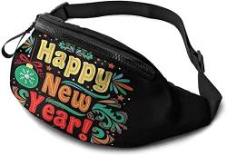 Happy New Year Hüfttasche mit Kopfhörerloch Bauchtasche Verstellbare Sling Pocket Unisex Laufen Gürteltasche für Wandern Radfahren Sport, siehe abbildung, Einheitsgröße, Hüfttasche von SJOAOAA