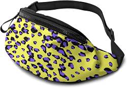 Hüfttasche Pack Leopard Lila Gelb Farbe Stabile Reißverschlüsse Laufgürtel Große Kapazität Taille Tasche für Telefon Reisepass Brieftasche Kassierer Box für Männer Frauen Reisetasche mit Kopfhörer, von SJOAOAA