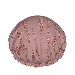 Rose Gold Textur Duschhaube Für Frauen Schichten Baden Dusche Wiederverwendbare Elastische Band Stretch Hem Haar Hut von SJOAOAA