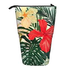 SJOAOAA Federmäppchen, niedliches Stehendes Federmäppchen, einziehbarer Stiftehalter, Sommer-Hawaii-Schreibwaren-Organizer-Tasche, Schwarz , Einheitsgröße, Stehendes Federmäppchen von SJOAOAA