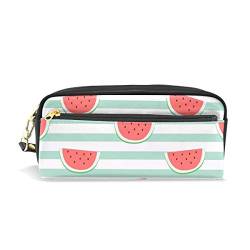 SJOAOAA Sommer-Federmäppchen mit Wassermelonen-Motiv, großes Fassungsvermögen, Reißverschluss, PU-Leder, multifunktional, Schreibwaren, Kosmetik, Make-up-Tasche, siehe abbildung, Einheitsgröße, von SJOAOAA