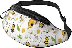 Unisex Gürteltasche, fliegende Bienen, Gänseblümchen, Honigdruck, verstellbarer Riemen, Hüfttasche für Reisen, Wandern, Sport, Siehe Abbildung, Einheitsgröße von SJOAOAA