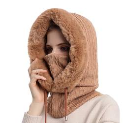 Balaclava Damen Herren Sturmhaube mit Gesichtsmaske Warm Verdickt Skimütze Winddicht Strickmütze Outdoor Radfahren Winterhüte Schal Set Schlupfmütze für Snowboarden Skating Motorrad von SJTJSPX