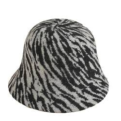 Fischerhüte Winter Bucket Hat Damen Mädchen Eimer Hut Zebra Strickmütze Kuppel Glockenhut Verdickt Filzhut Outdoor Wollhut Warm Fedorahüte Freizeit Mode Damenmütze für Reisen Camping Radfahren von SJTJSPX