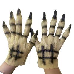 Halloween Handschuhe Monster Latex Handschuhe Vollfinger Wolf Handschuhe Horror Kostüm Accessoires Cosplay Party Gloves Damen Herren Deko Werwolf Verkleidung Zubehör für Halloween Karneval Fasching von SJTJSPX