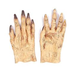 Halloween Handschuhe Monster Latex Handschuhe Vollfinger Wolf Handschuhe Horror Kostüm Accessoires Cosplay Party Gloves Damen Herren Deko Werwolf Verkleidung Zubehör für Halloween Karneval Fasching von SJTJSPX