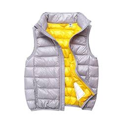 SK Studio Daunen Daunenweste Ärmellos Kinder Ultra Leichte Winter Jacke Weste Jungen Maedchen Stil 3 Grau 110cm / 3-4 Jahre von SK Studio