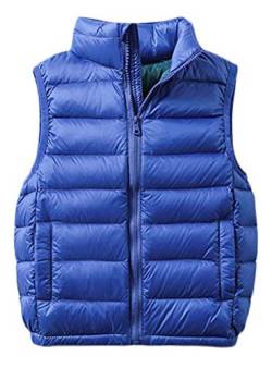 SK Studio Daunenweste Kinder Mädchen Jungen Winter Leicht Steppweste Ärmellos Down Jacket Winterjacke Reißverschluss Outwear Blau, 11-12 Jahre von SK Studio