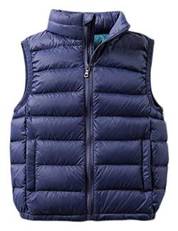 SK Studio Daunenweste Kinder Mädchen Jungen Winter Leicht Steppweste Ärmellos Down Jacket Winterjacke Reißverschluss Outwear Navy blau, 8-9 Jahre von SK Studio