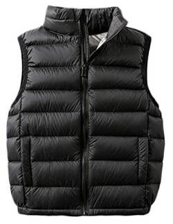 SK Studio Daunenweste Kinder Mädchen Jungen Winter Leicht Steppweste Ärmellos Down Jacket Winterjacke Reißverschluss Outwear Schwarz, 11-12 Jahre von SK Studio