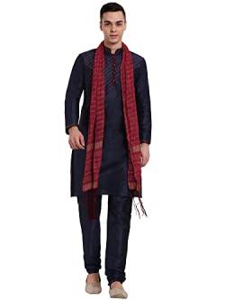 SKAVIJ Herren Kurta Churidar Schlafanzug mit Dupatta Kleid Set (Blau, XL) von SKAVIJ