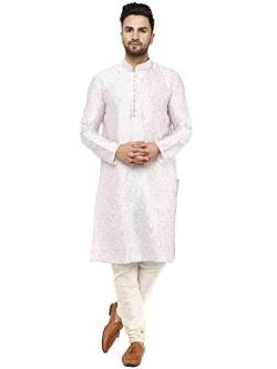 SKAVIJ Herren Tunika Indische Kurta Pajama Traditionelle Outfit Set (Nicht-gerade Weiss, S) von SKAVIJ