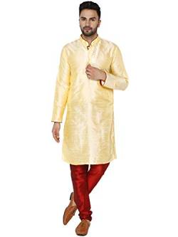 SKAVIJ Herren Tunika Kurta Pajama Set Indisch Party Tragen Outfit (Beige, L) von SKAVIJ