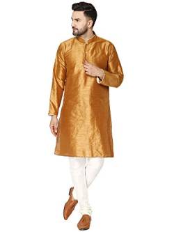 SKAVIJ Herren Tunika Kurta Pajama Set Indisch Party Tragen Outfit (Braun, L) von SKAVIJ