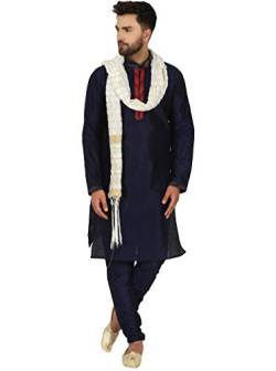 SKAVIJ Herren Tunika Kurta Pyjama und Stola Party Kleid (Blau, S) von SKAVIJ